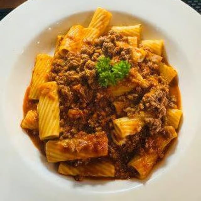 Rigatoni Bolognese.