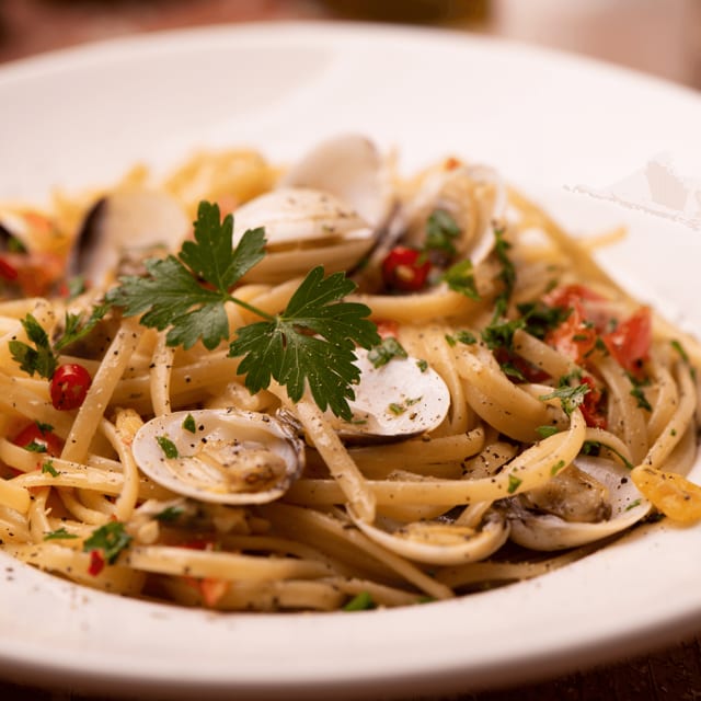 Linguini with Clams with Red Sauce Pasta.