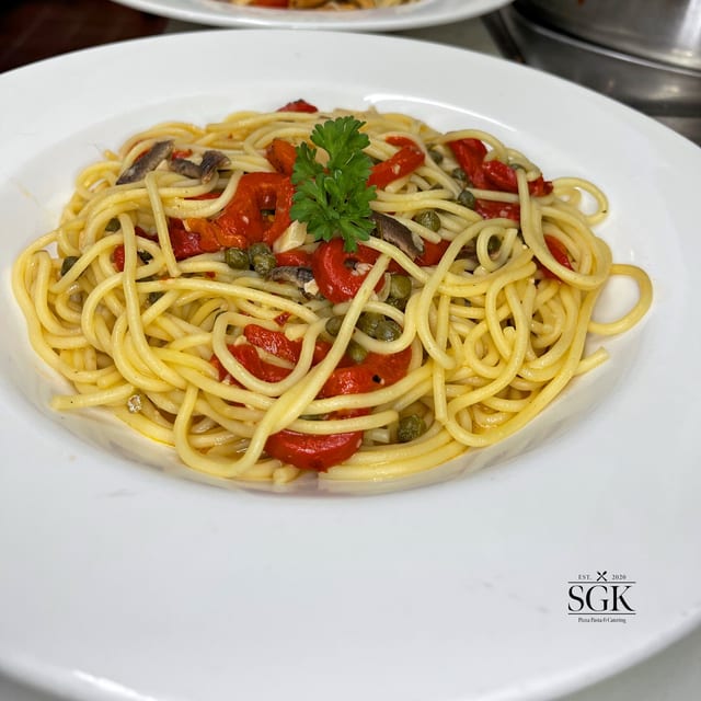 Mediterranean Spicy Spaghetti.