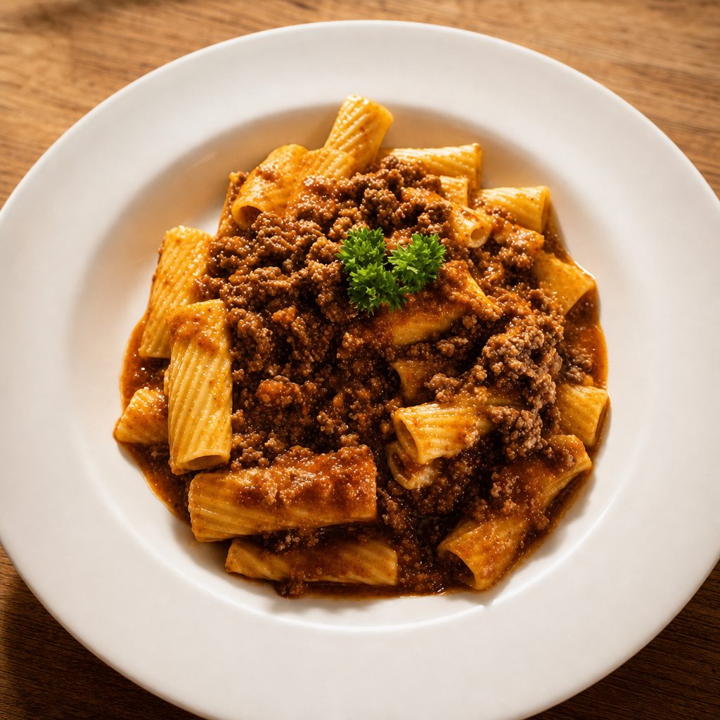 Rigatoni Bolognese.