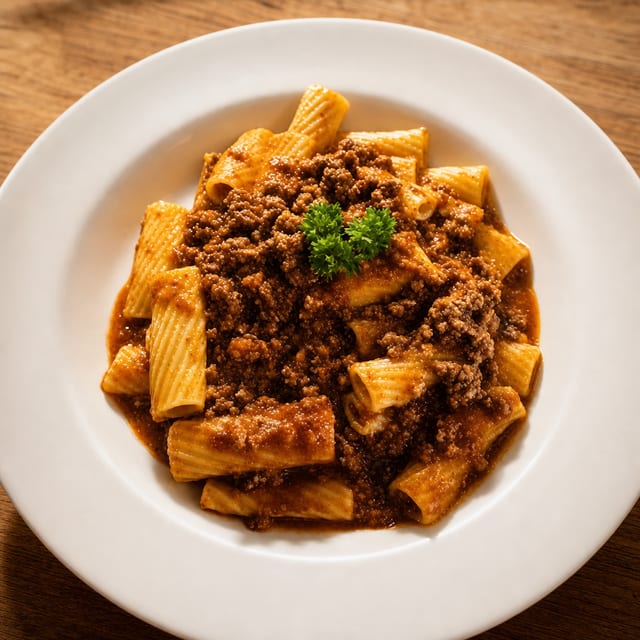 Rigatoni Bolognese.
