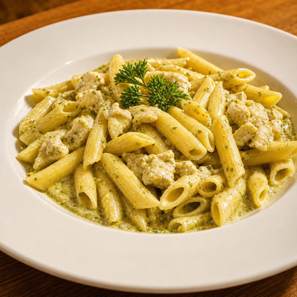 Penne Pesto Chicken.