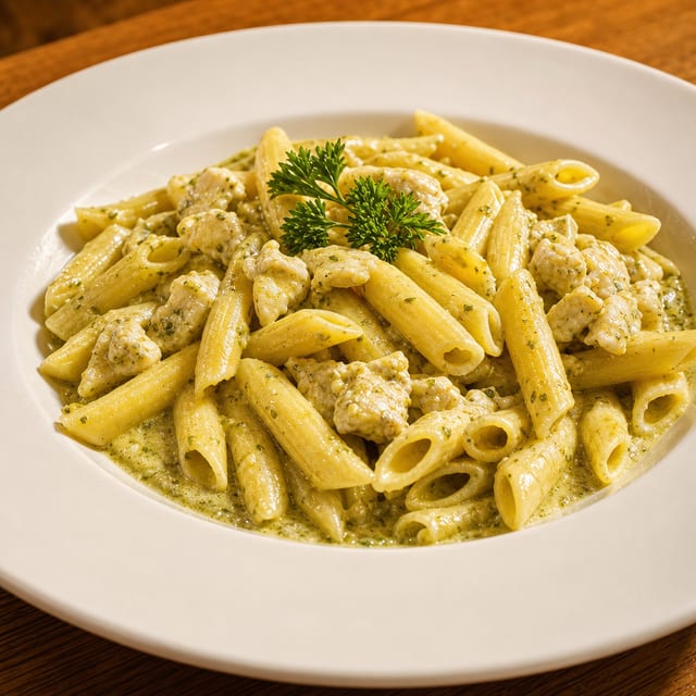Penne Pesto Chicken.