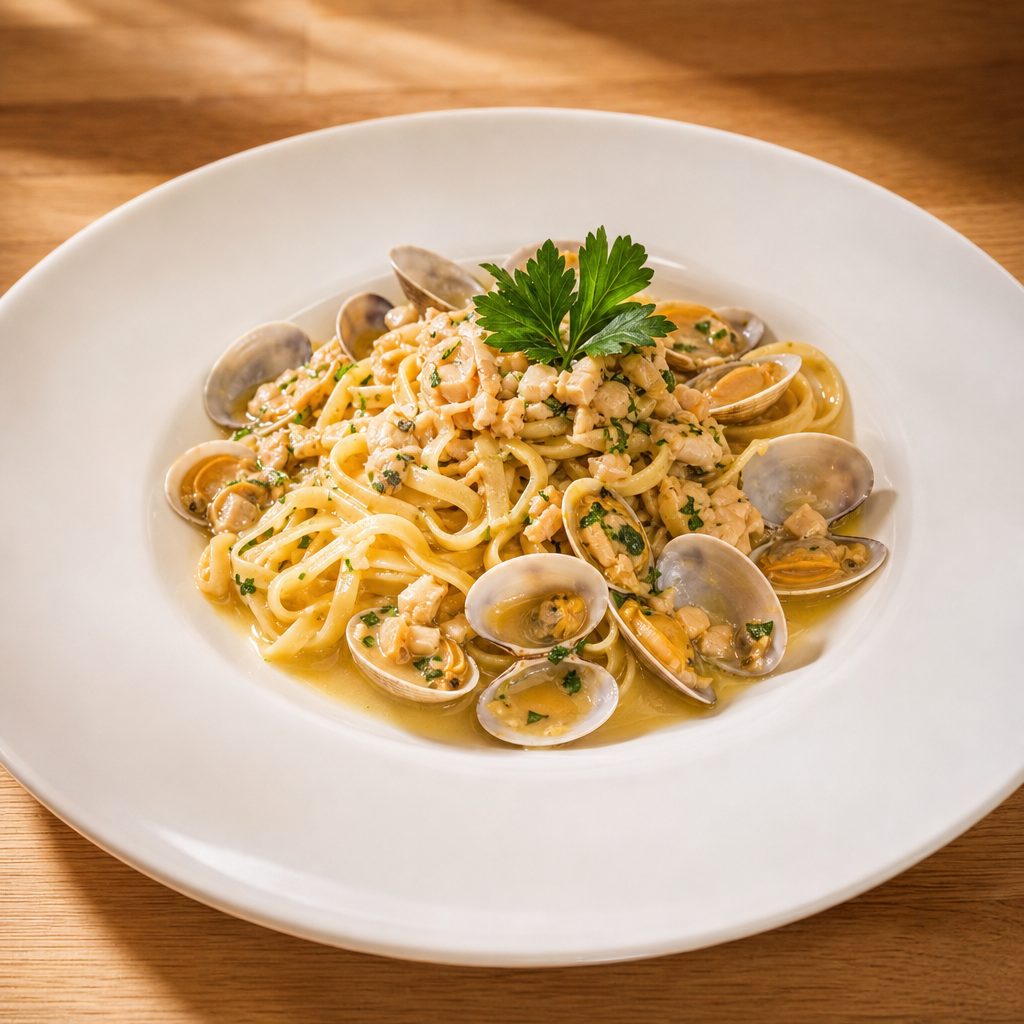 Linguini with Clams with White Sauce Pasta.