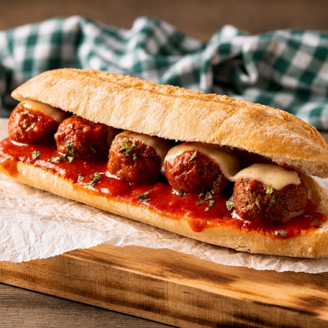 Meatball Parmesan Hero.