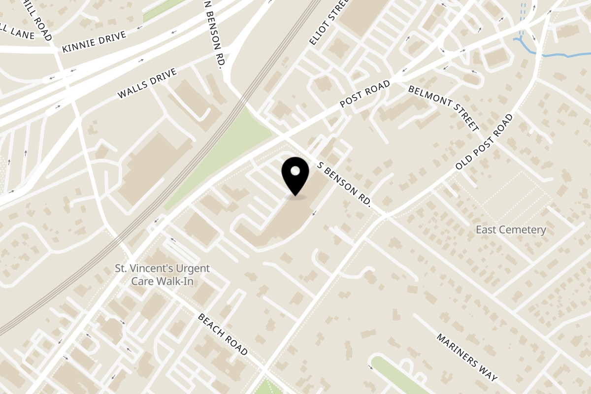 Map showing the location of Sonia's Gourmet Kitchen on 881 Post Rd in Fairfield